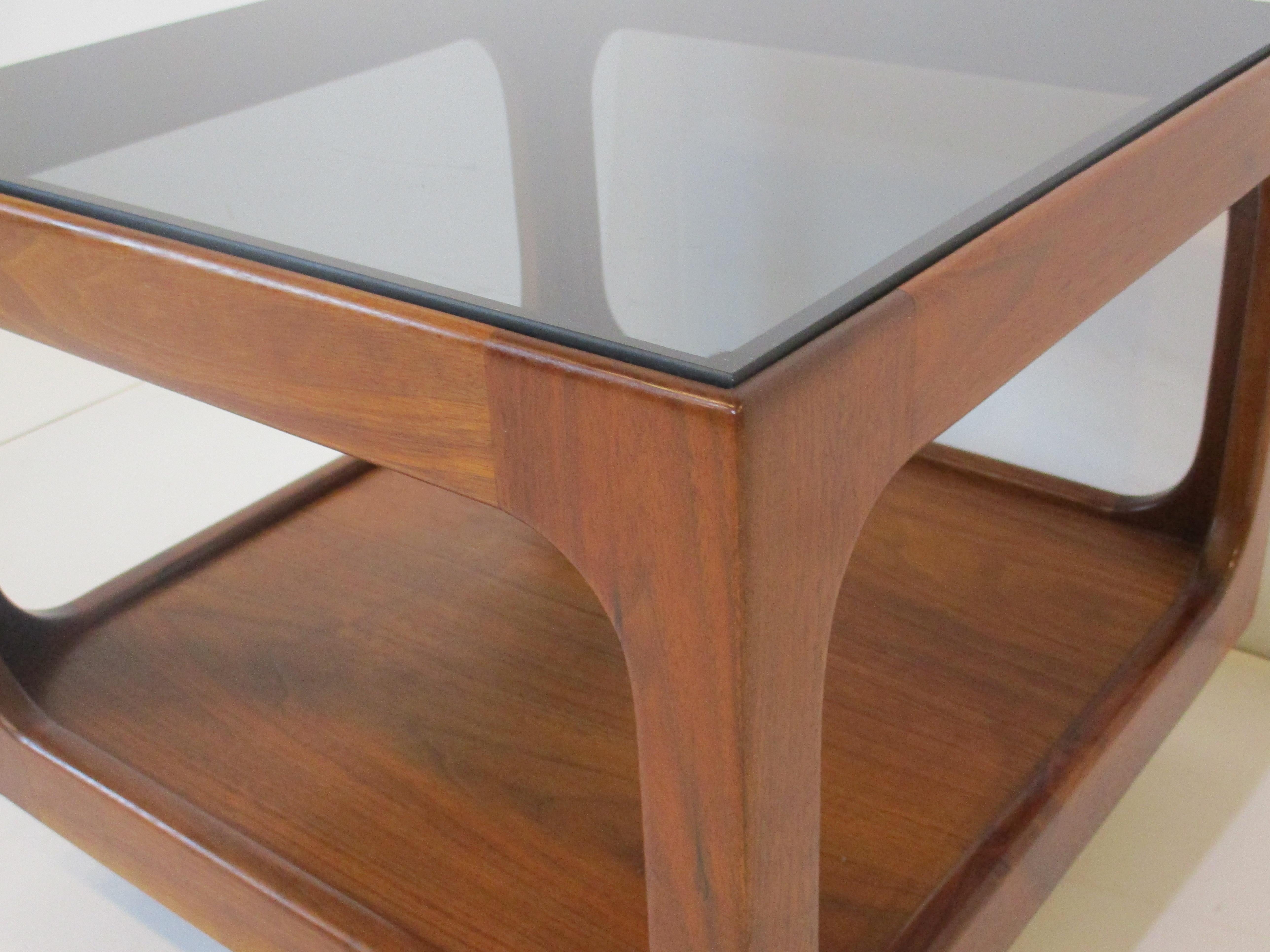 Danish Styled Walnut / Glass Cube Side Table by Otmar 1