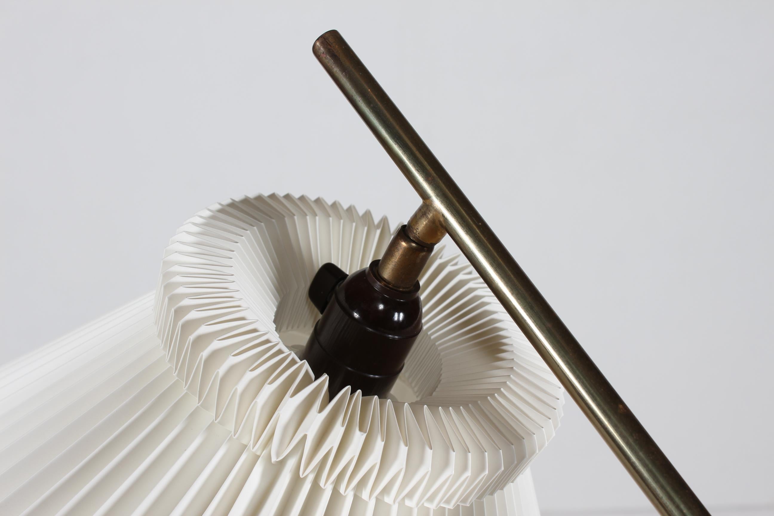 Brass Danish Svend Aage Holm Sørensen Adjustable Floor Lamp with Le Klint Shade 1950s For Sale