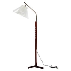 Lampadaire réglable danois Svend Aage Holm Sørensen avec abat-jour Le Klint années 1950