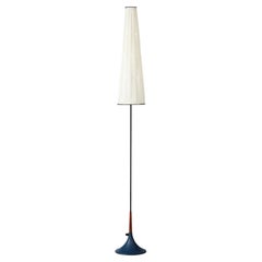 Danish Svend Aage Holm Sørensen Tall + Slim Floor Lamp with Original Shade 1950s