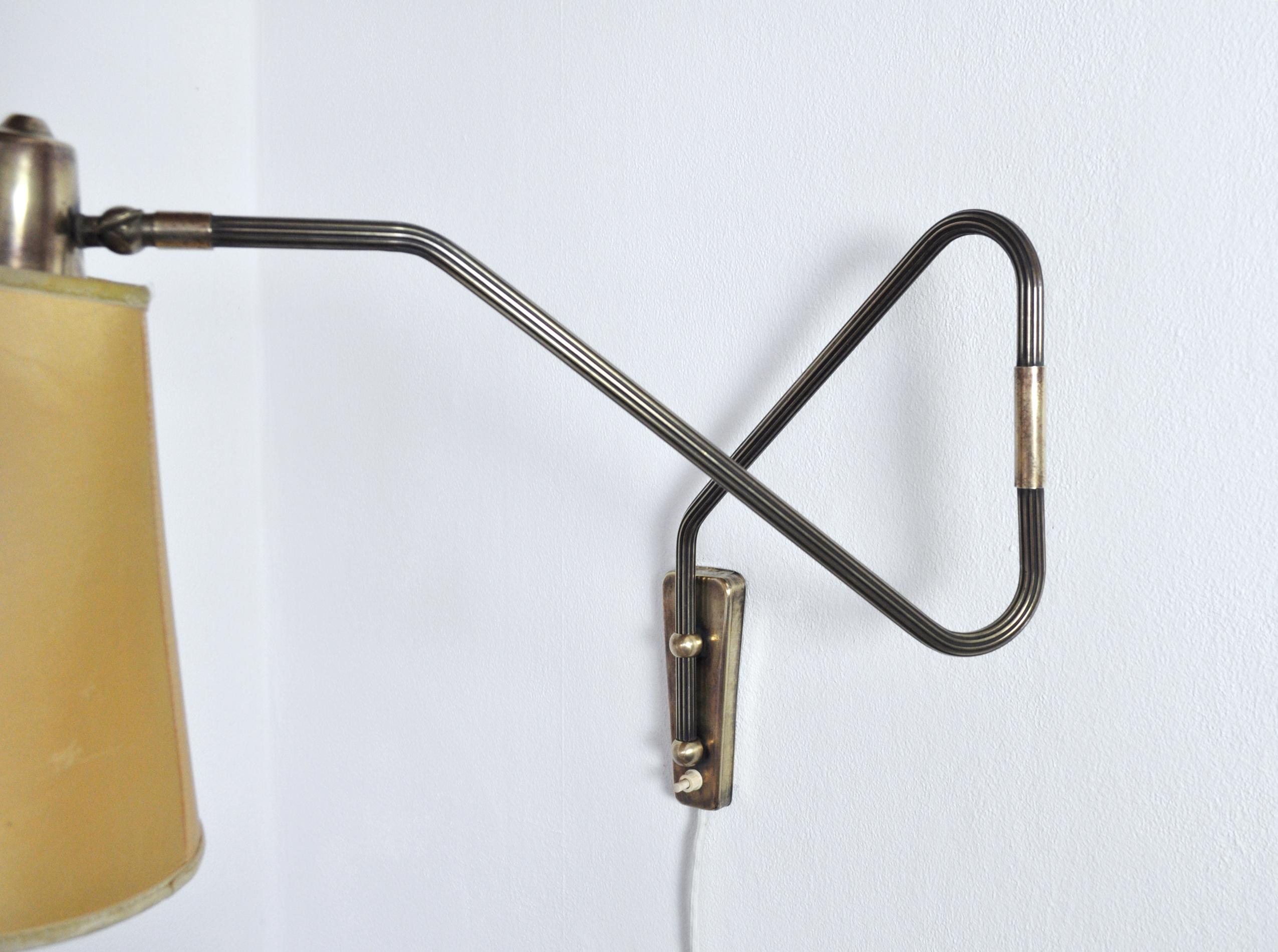 Danish Swing Arm Brass Wall Lamp, 1950s For Sale 6