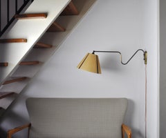 Danish Swing Arm Brass Wall Lamp, 1950s