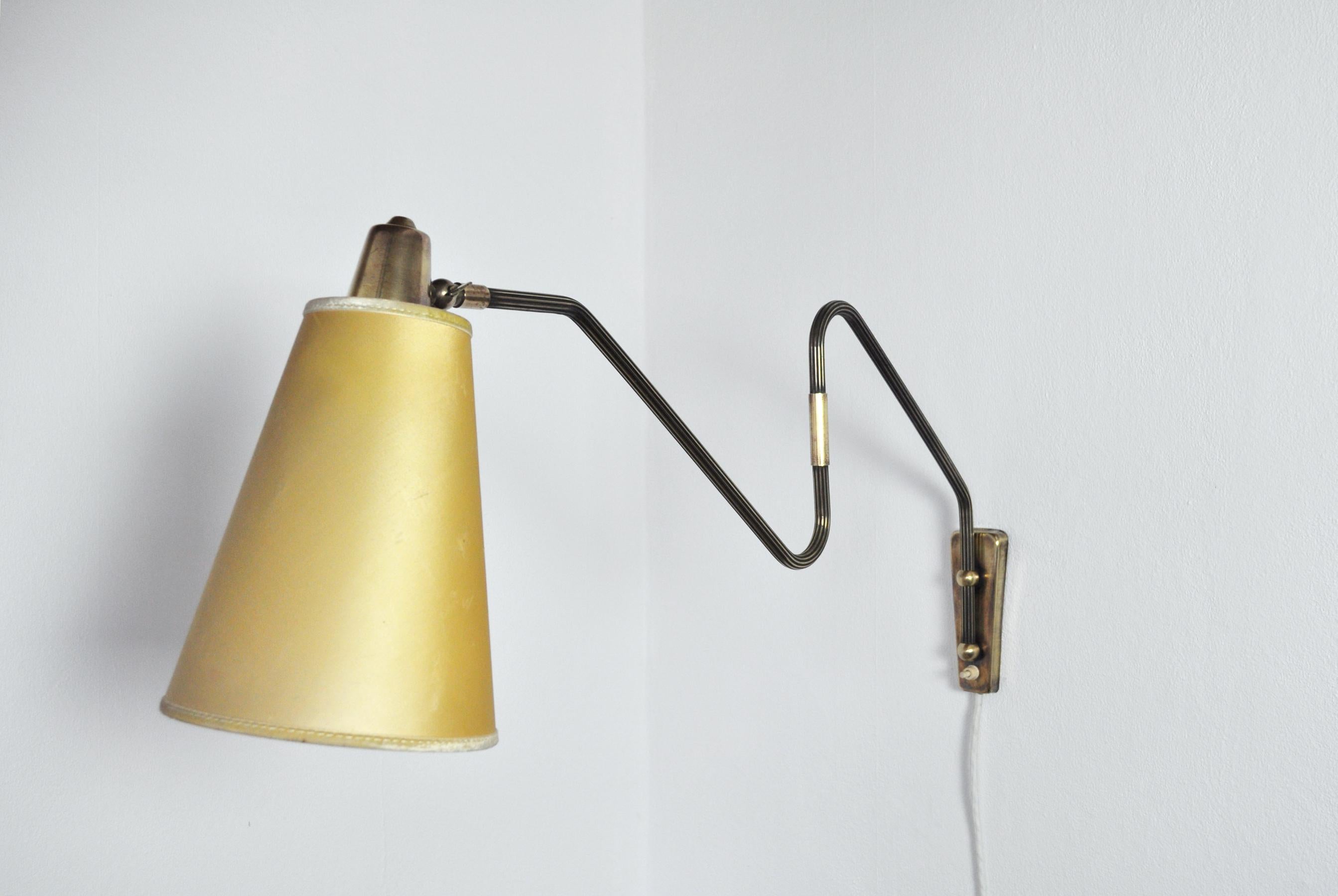 Scandinavian Modern Danish Swing Arm Brass Wall Lamp, 1950s For Sale