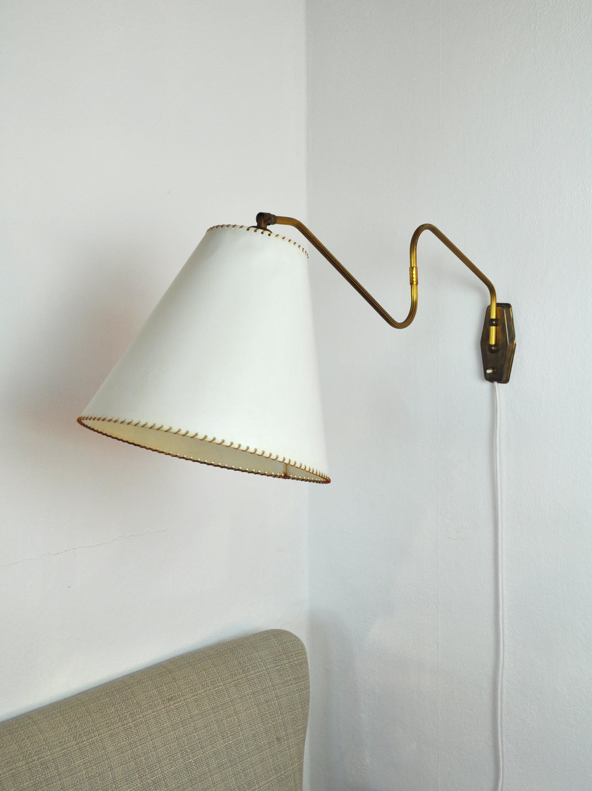 20th Century Danish Swing Arm Brass Wall Lamp, 1950s