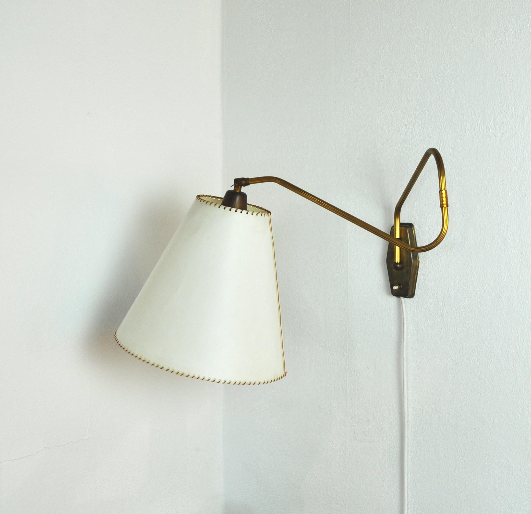 Danish Swing Arm Brass Wall Lamp, 1950s 1