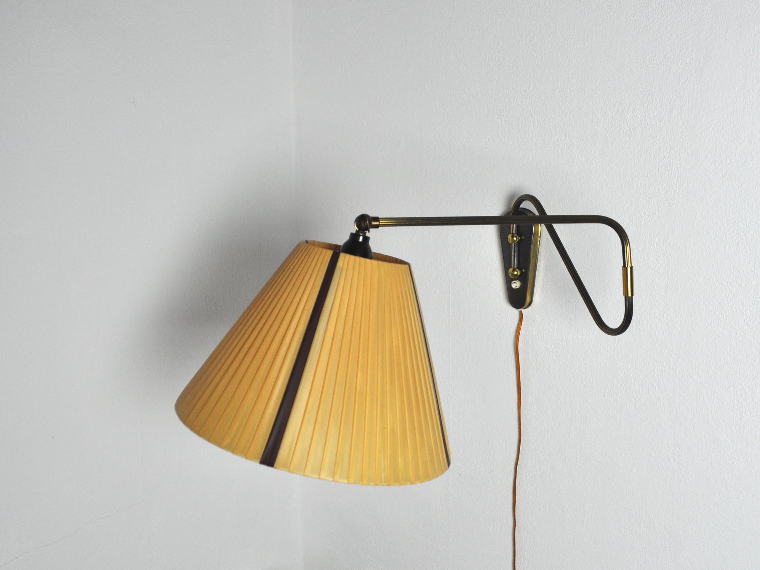 Danish Swing Arm Brass Wall Lamp, 1950s 1