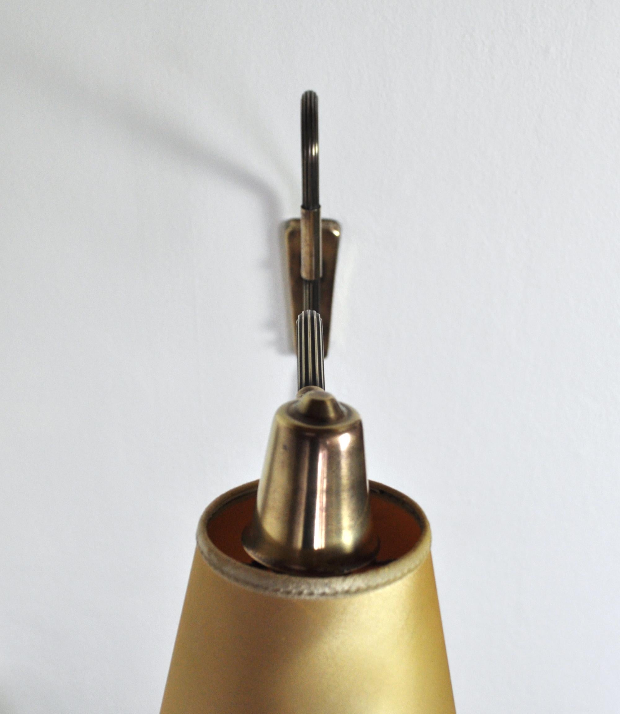 Danish Swing Arm Brass Wall Lamp, 1950s For Sale 3