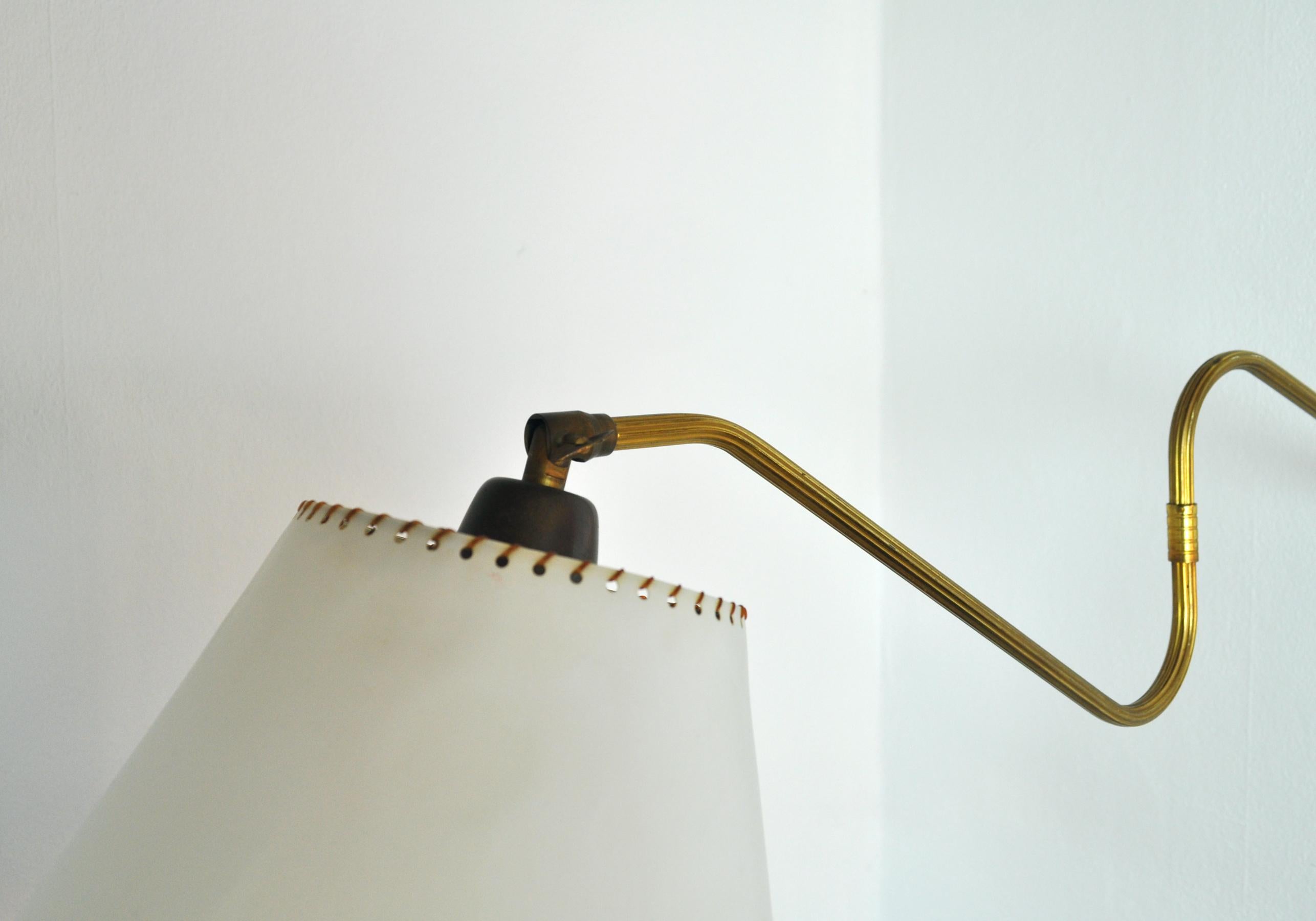 Danish Swing Arm Brass Wall Lamp, 1950s 4