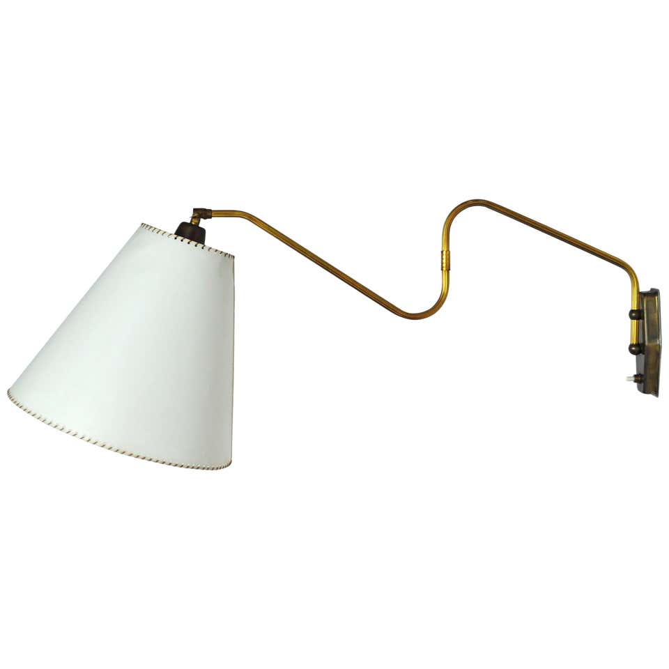 Danish Swing Arm Brass Wall Lamp, 1950s at 1stDibs