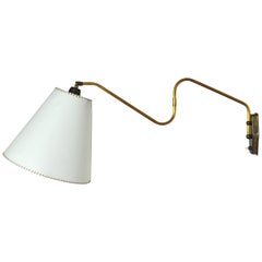 Danish Swing Arm Brass Wall Lamp, 1950s