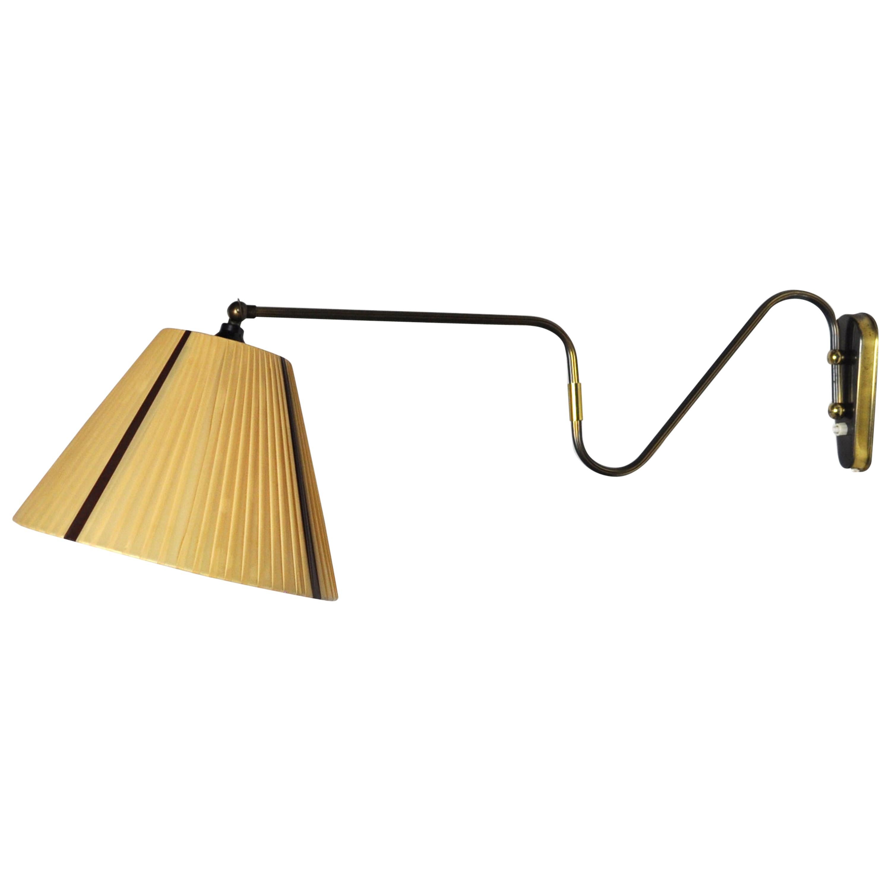 Danish Swing Arm Brass Wall Lamp, 1950s