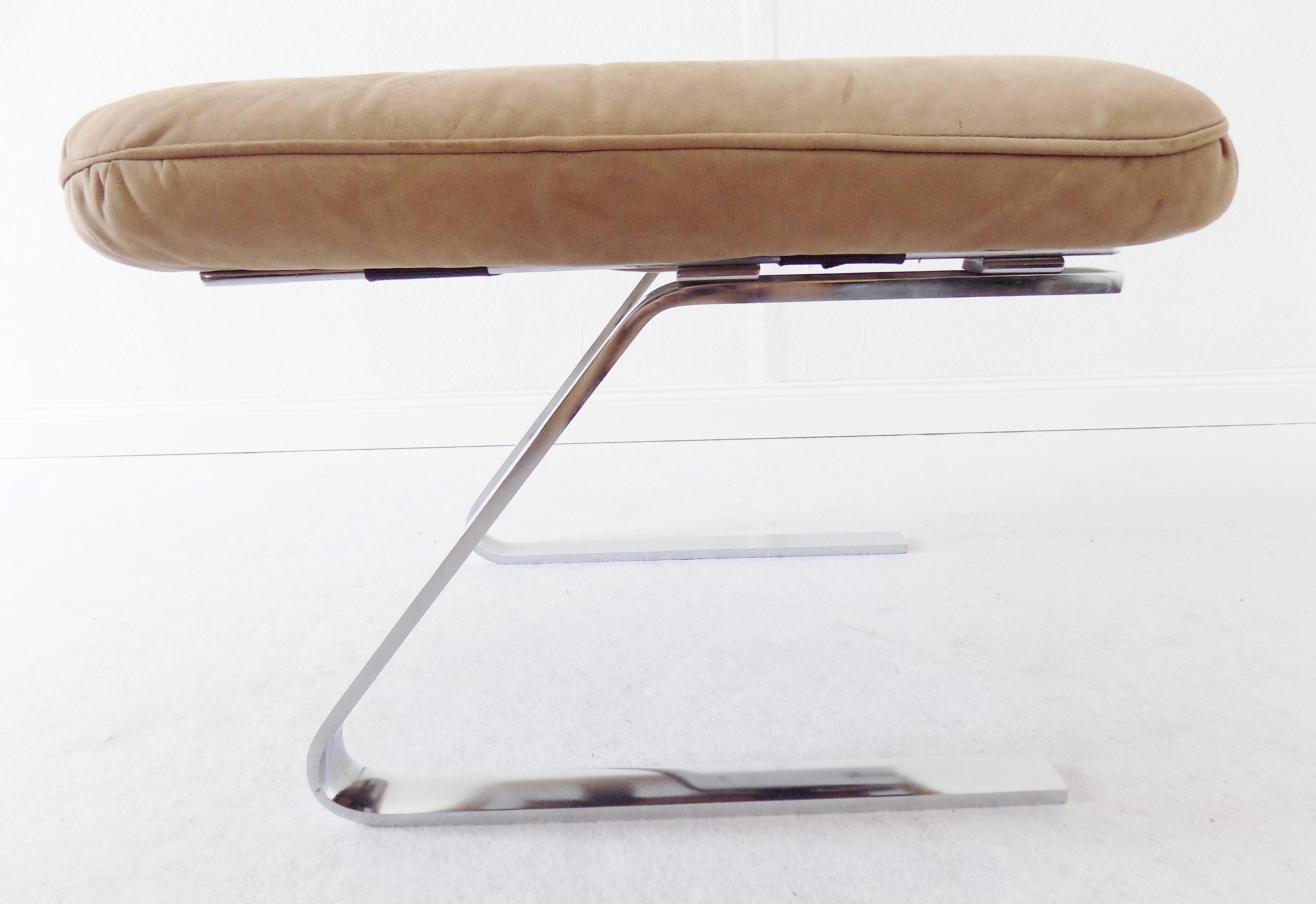 Danish Swing Lounge Chair with ottoman, Nubuk leather, Mid-Century modern, Chrom 9
