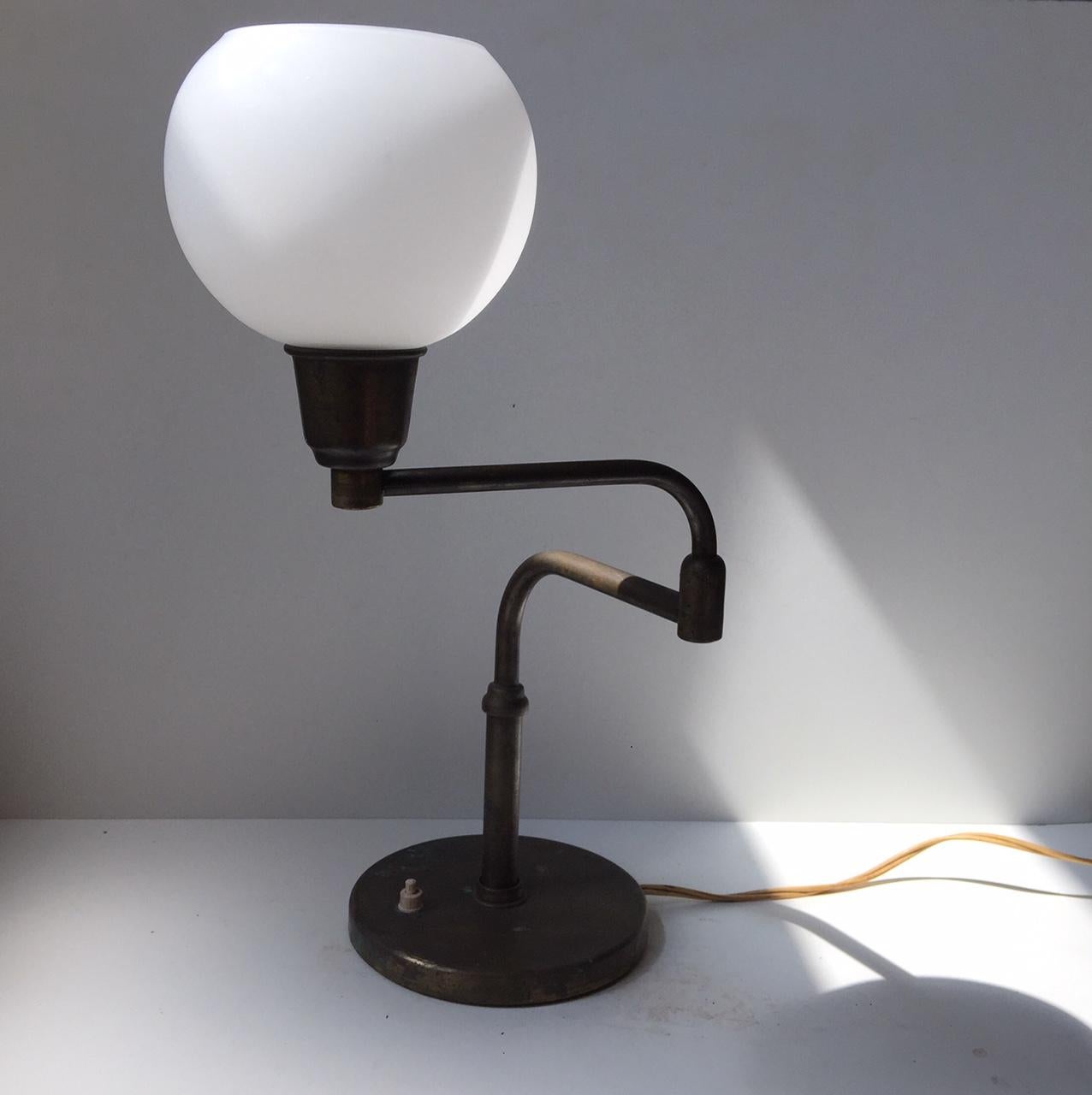 Danish Swingarm Desk or Table Lamp in Brass by Fog & Mørup, 1930s In Good Condition In Esbjerg, DK