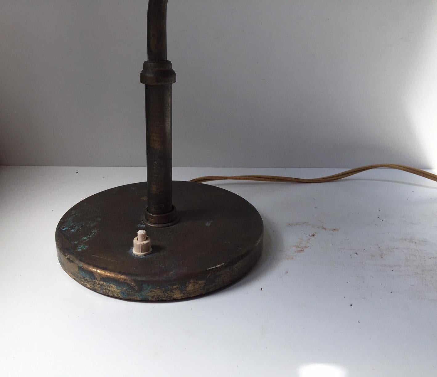 Danish Swingarm Desk or Table Lamp in Brass by Fog & Mørup, 1930s 1