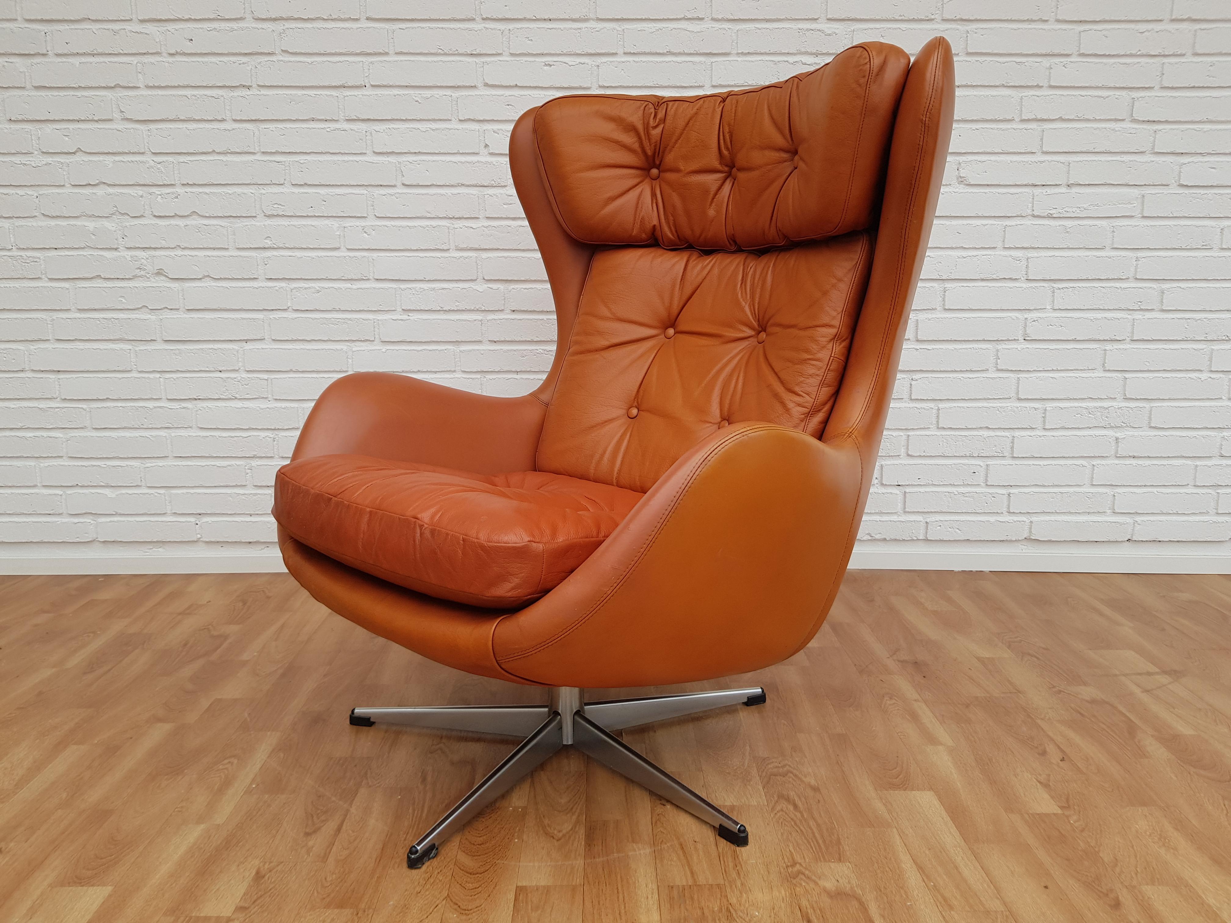 Dänischer drehbarer Loungesessel, Henry Walter Klein für Bramin, 1970er Jahre, Renewed Leder 4