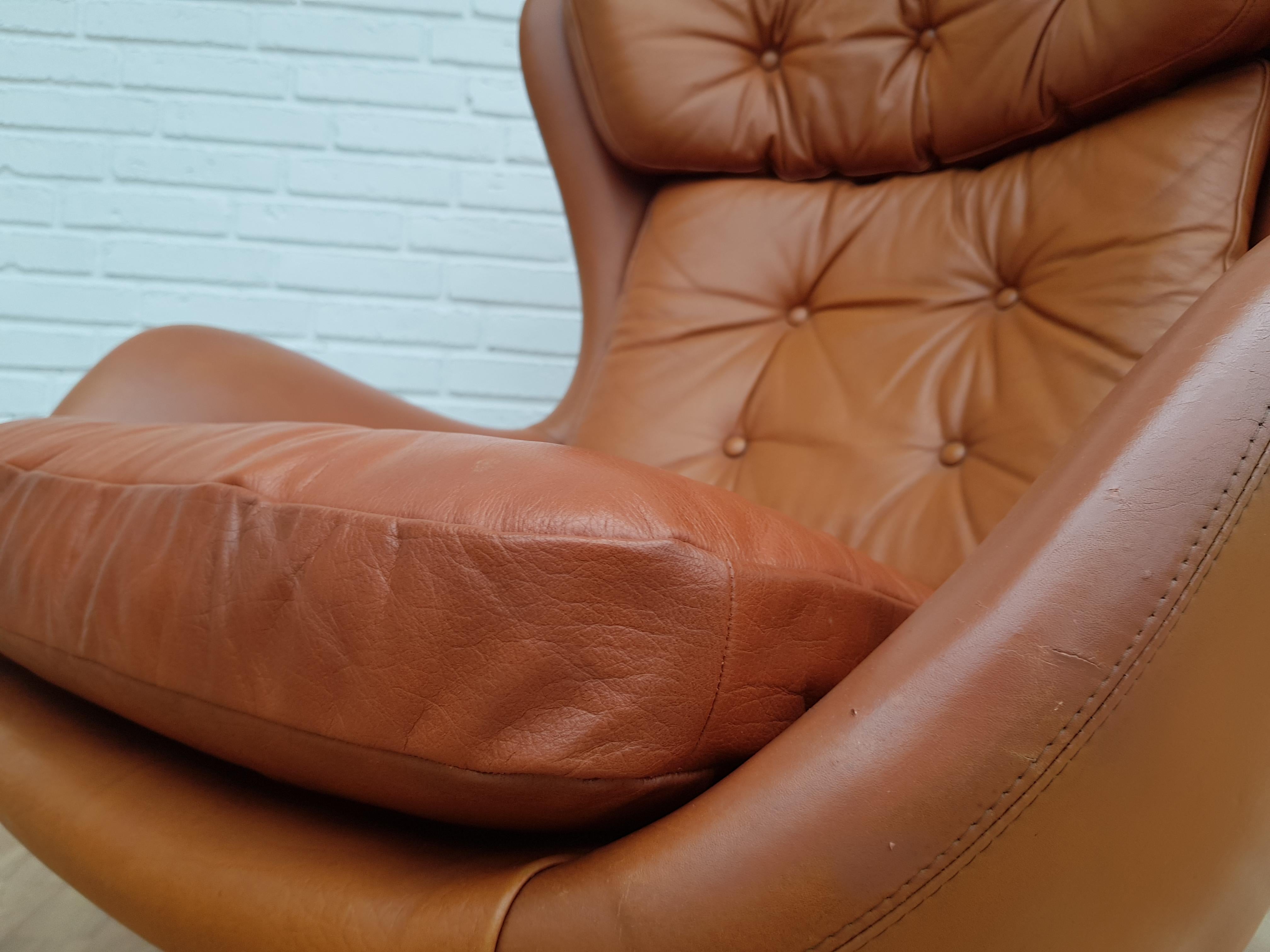 Dänischer drehbarer Loungesessel, Henry Walter Klein für Bramin, 1970er Jahre, Renewed Leder 5