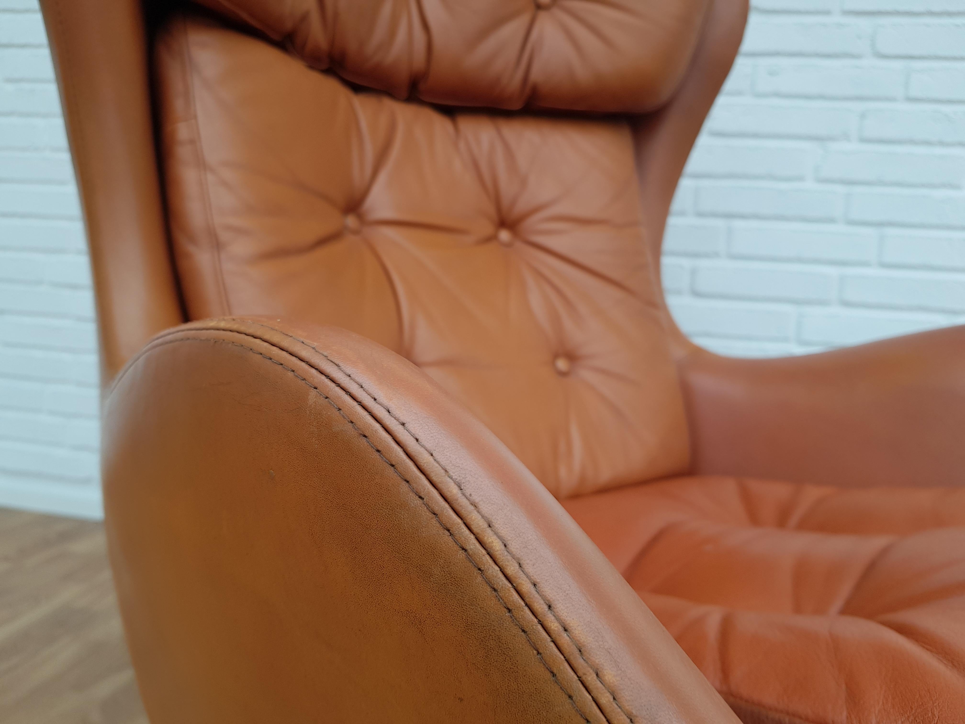 Dänischer drehbarer Loungesessel, Henry Walter Klein für Bramin, 1970er Jahre, Renewed Leder 7