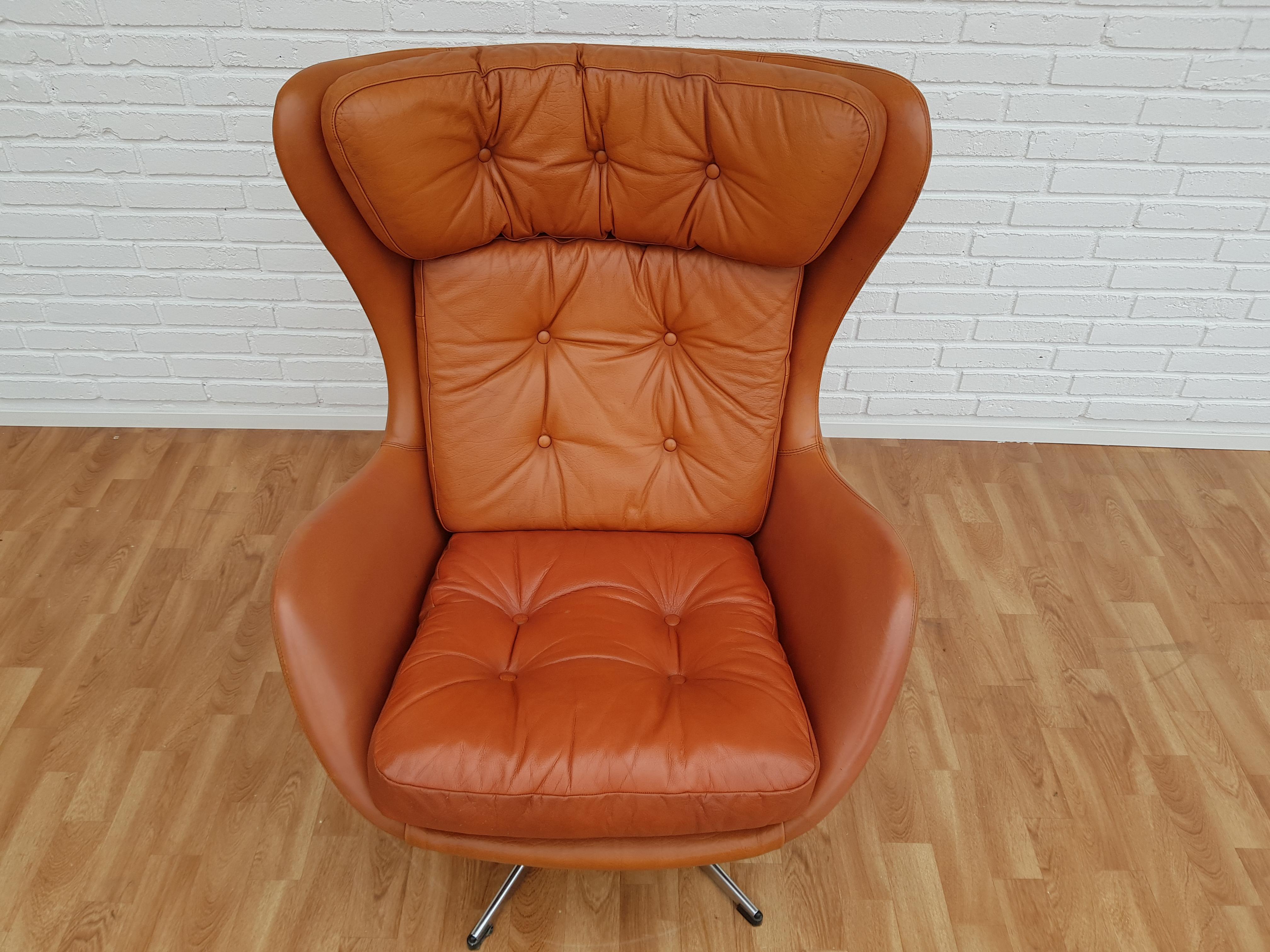 Dänischer drehbarer Loungesessel, Henry Walter Klein für Bramin, 1970er Jahre, Renewed Leder (Mitte des 20. Jahrhunderts)