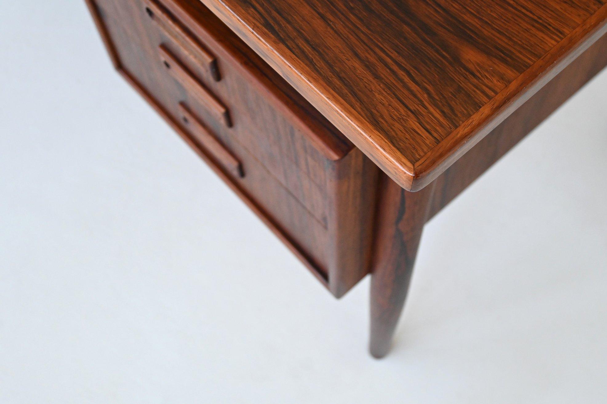 Danish symmetric freestanding desk in rosewood Denmark 1960 5