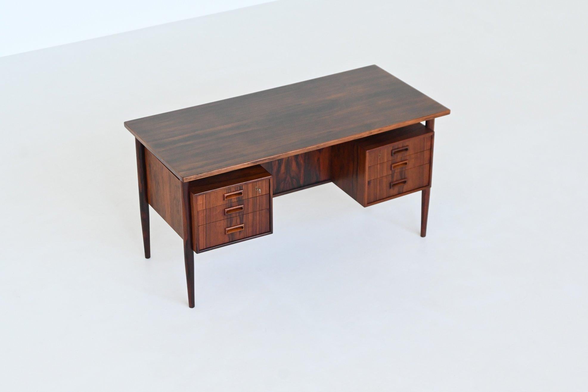 Danish symmetric freestanding desk in rosewood Denmark 1960 8