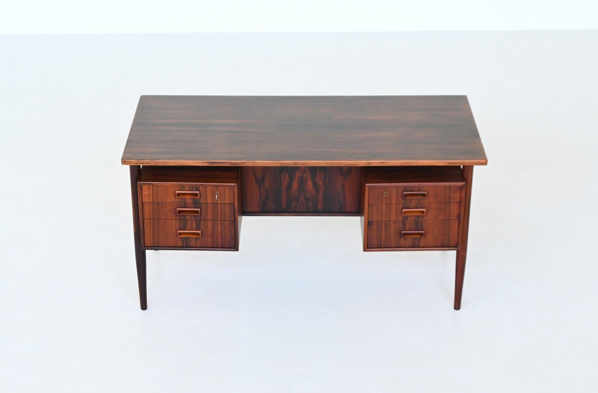 Danish symmetric freestanding desk in rosewood Denmark 1960 9