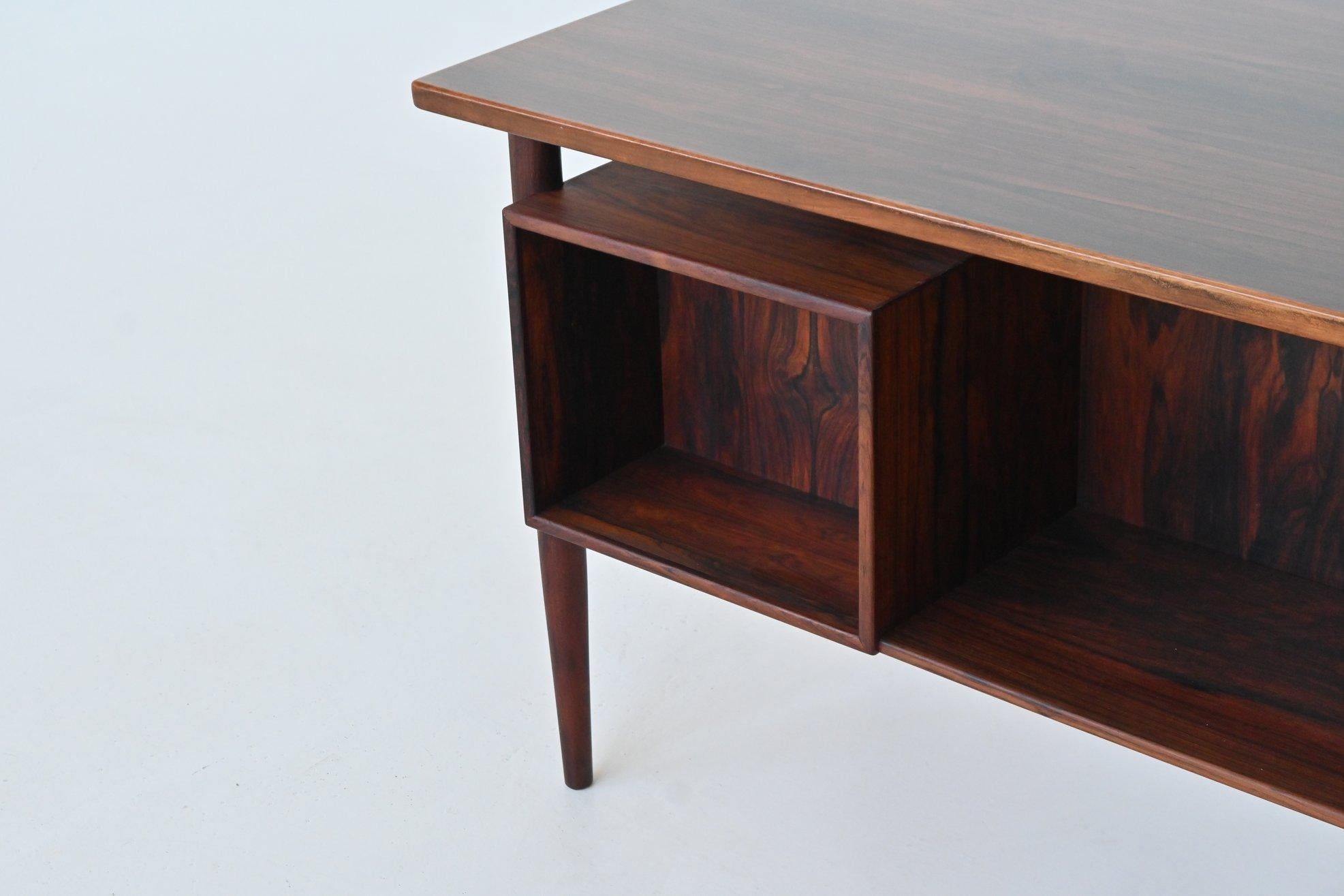 Danish symmetric freestanding desk in rosewood Denmark 1960 12