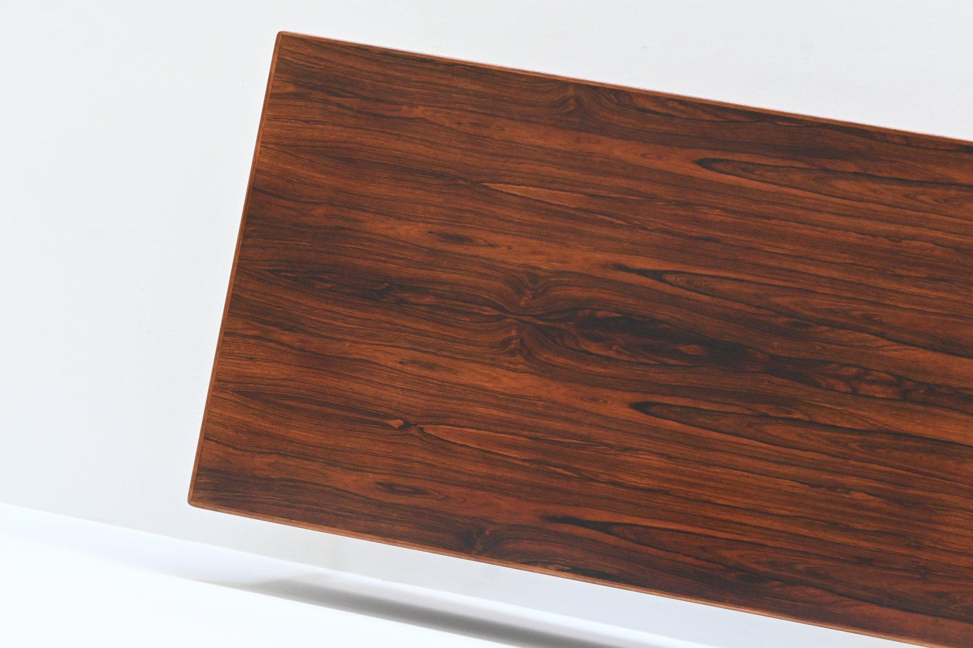 Danish symmetric freestanding desk in rosewood Denmark 1960 13