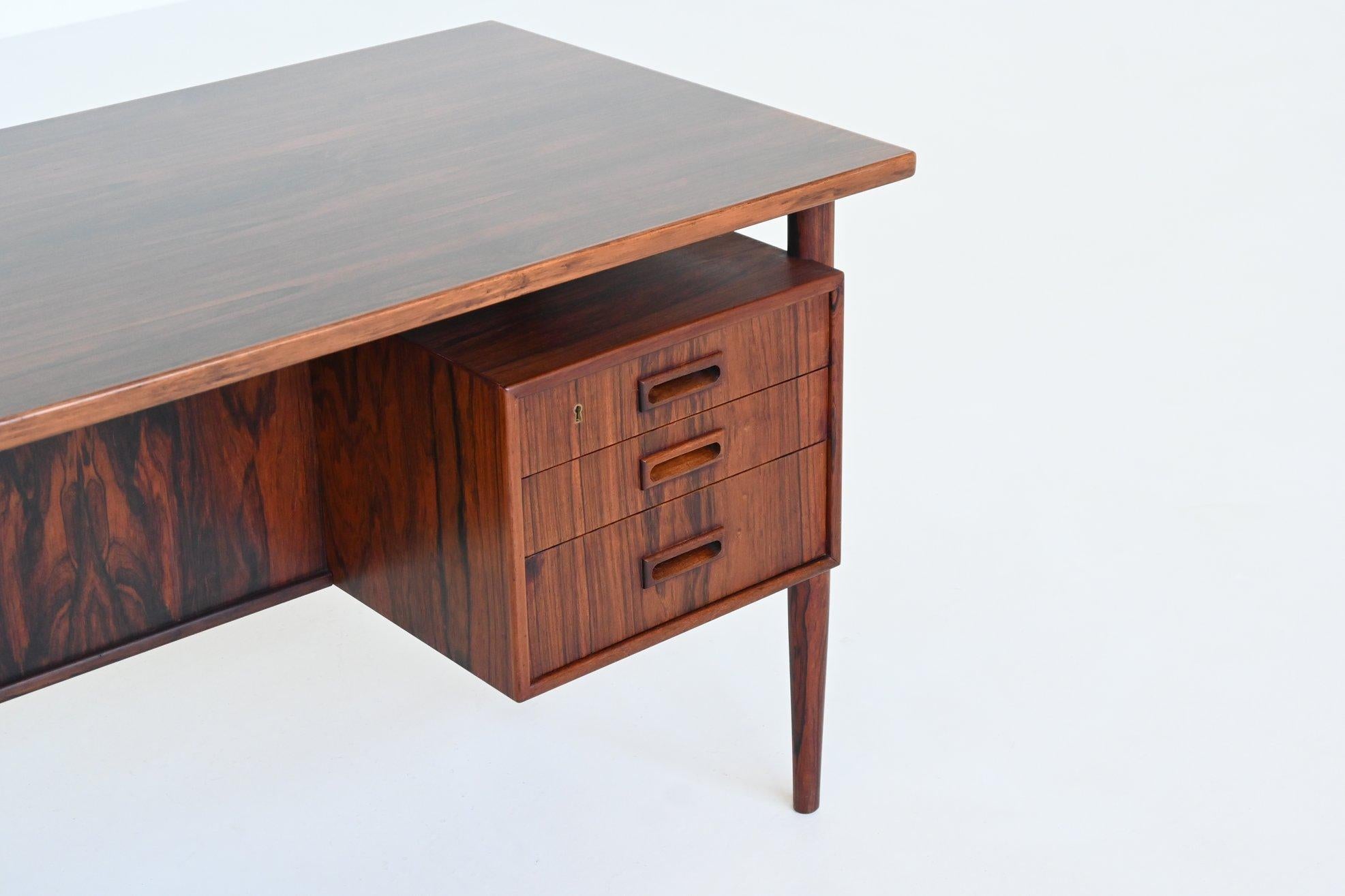 Mid-20th Century Danish symmetric freestanding desk in rosewood Denmark 1960