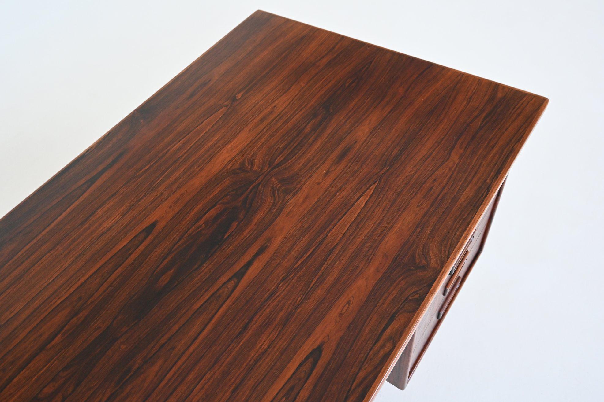 Danish symmetric freestanding desk in rosewood Denmark 1960 2