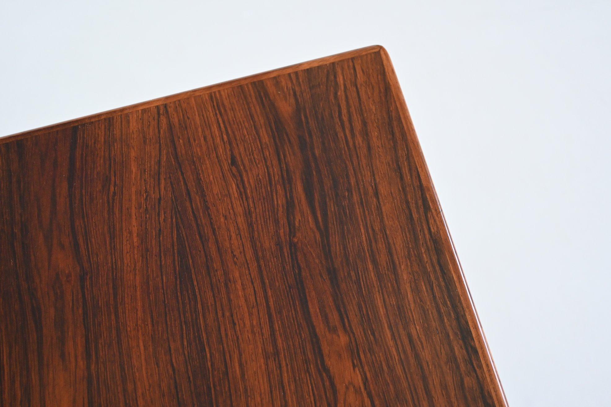 Danish symmetric freestanding desk in rosewood Denmark 1960 3
