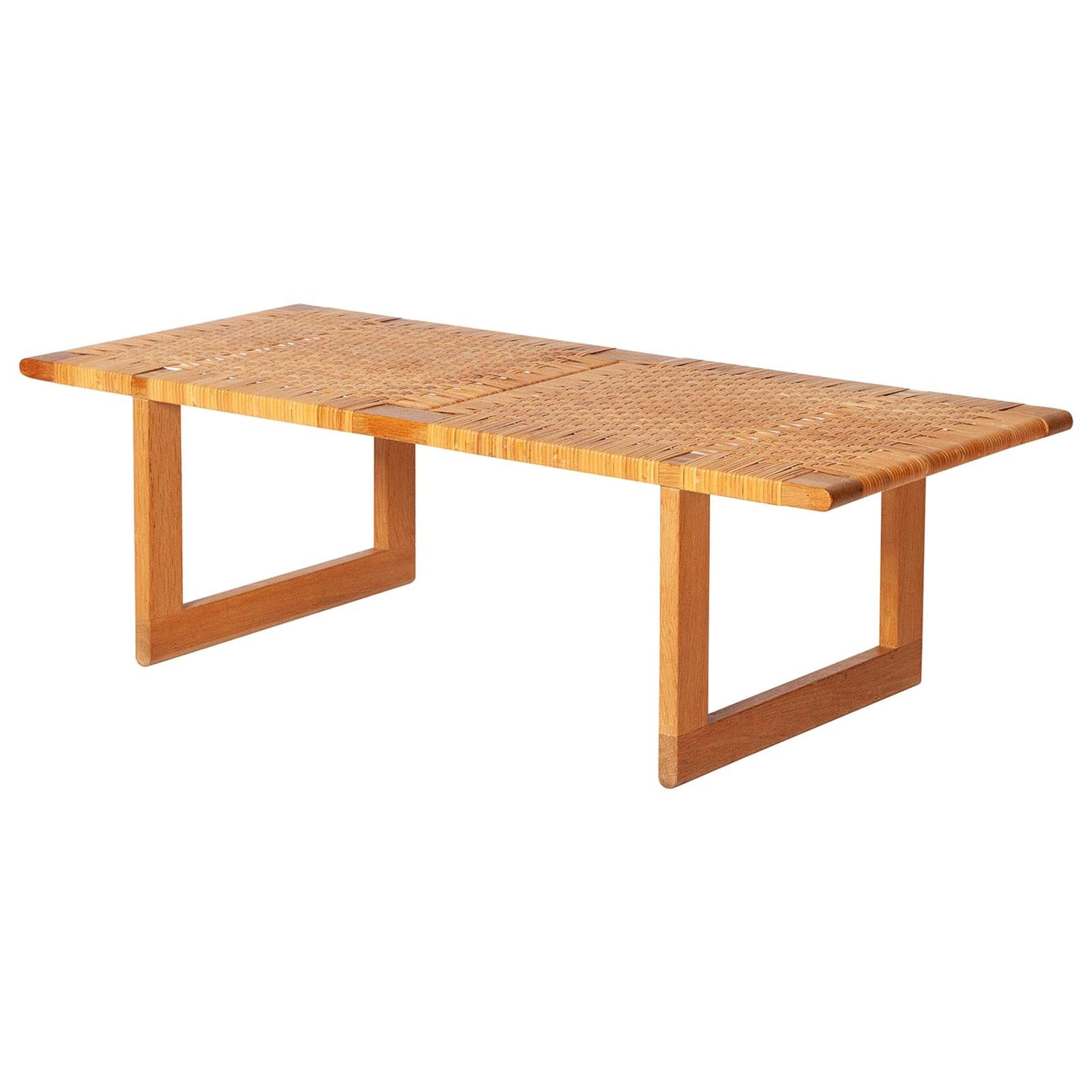 Danish Table Bench in Oak and Cane by Børge Mogensen For Sale