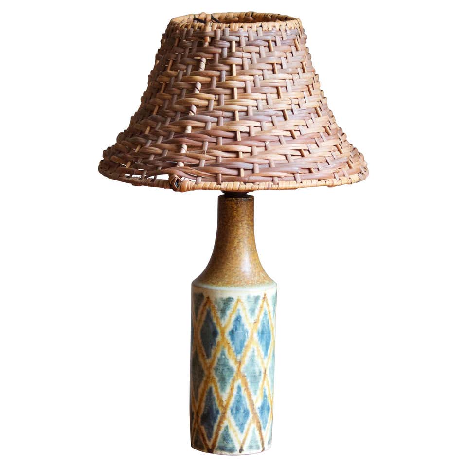 Danish, Table Lamp, Glazed and Hand-Painted Ceramic, Denmark, c. 1950s ...