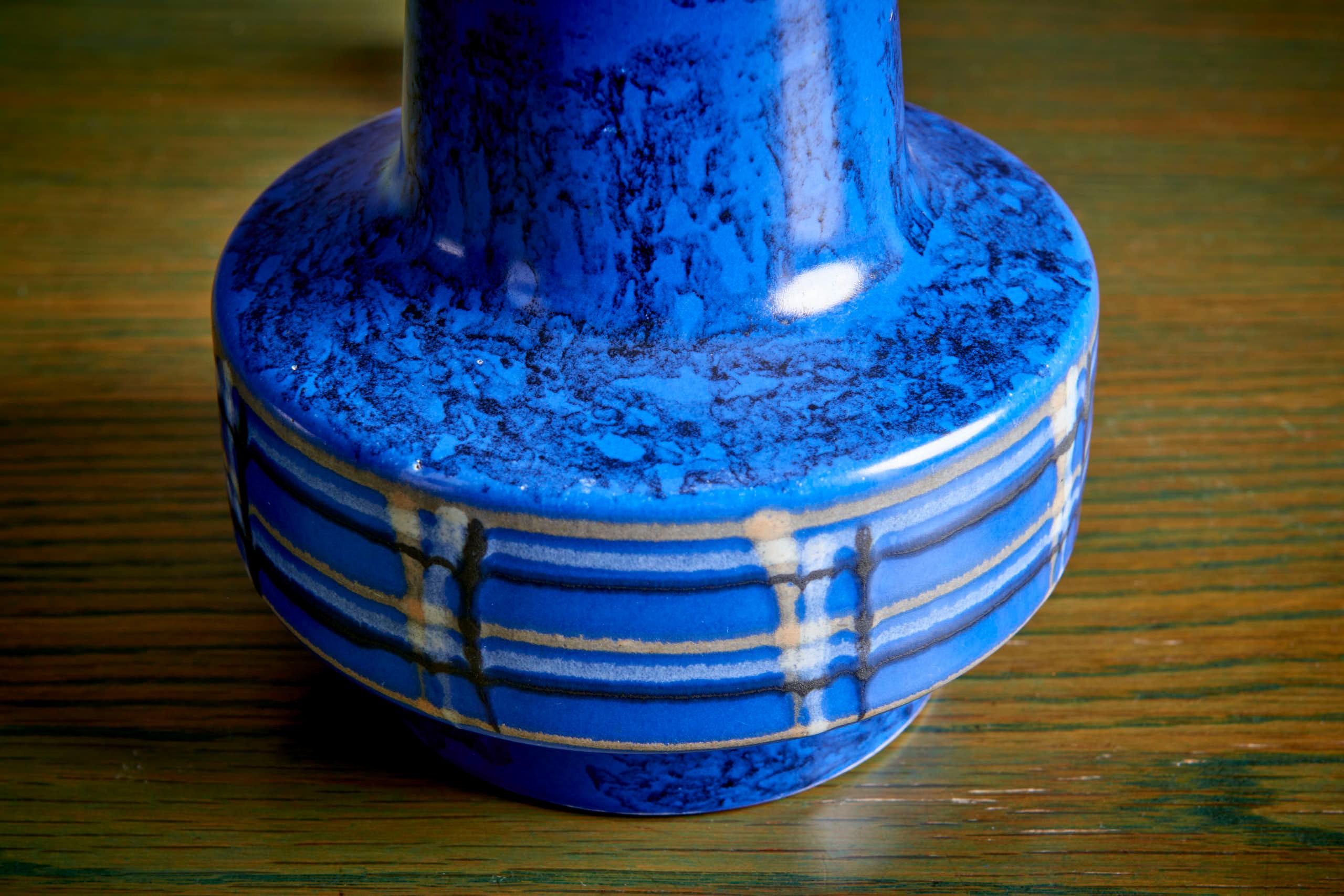 Mid-20th Century Danish Table Lamp in Blue Ceramic 1960s For Sale