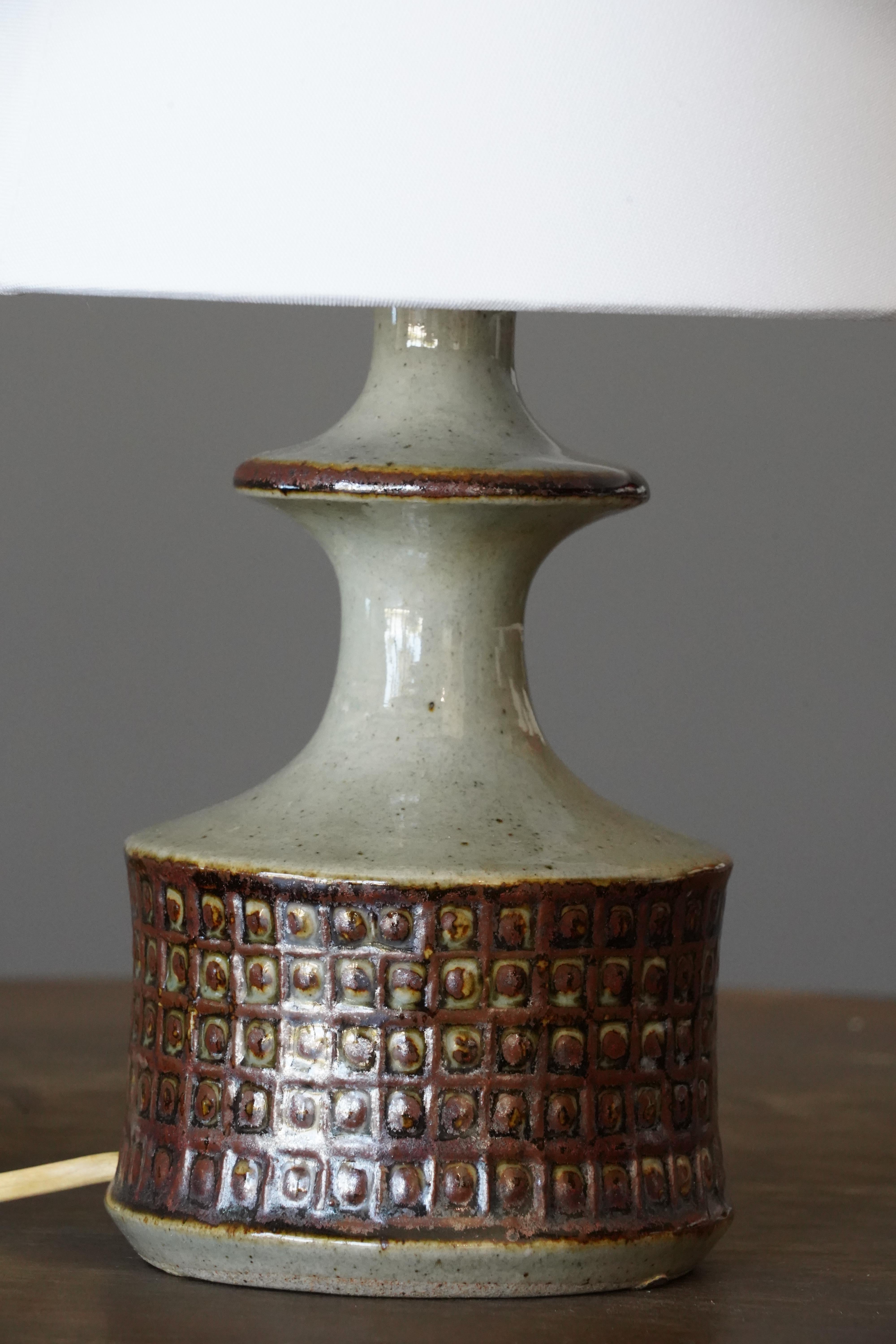 Scandinavian Modern Danish, Table Lamp, Green Stoneware, Denmark, c. 1960s