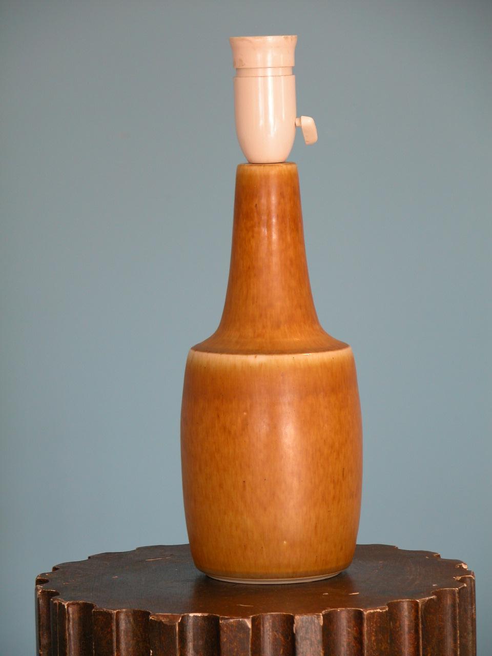 Mid-Century Modern Danish Table Lamp, Stoneware/Hare's Fur Glaze, Bornholm Møbelfabrik, circa 1940
