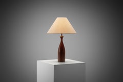 Danish Table Lamp with Solid Wood Base, Denmark ca 1960s
