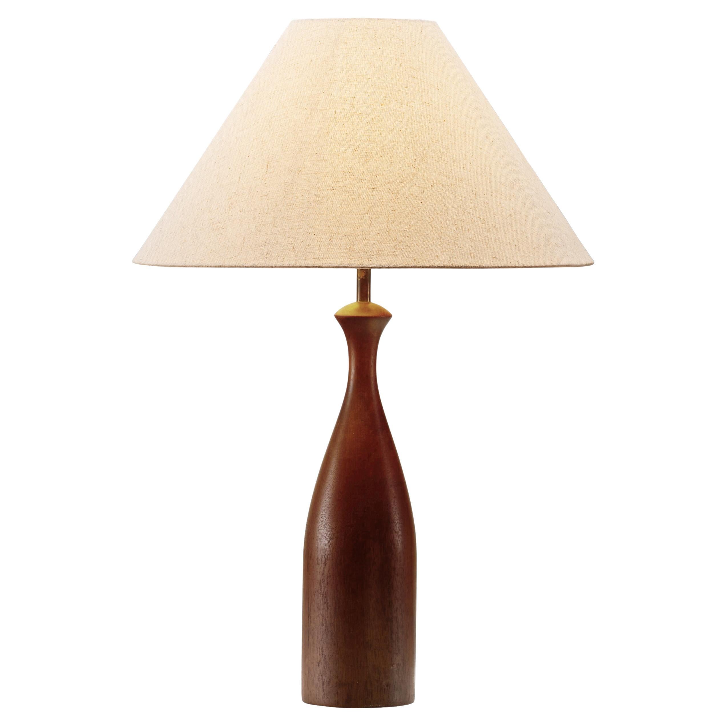 Danish Table Lamp with Solid Wood Base, Denmark ca 1960s