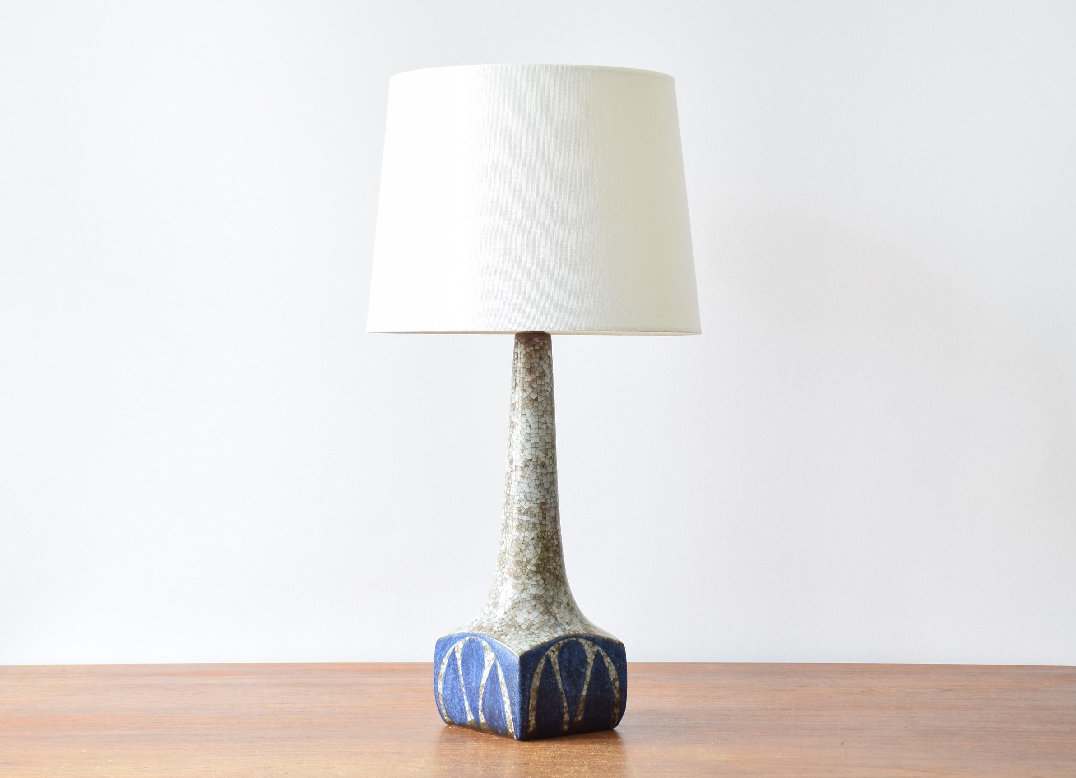 Mid-20th Century Danish Tall Ceramic Table Lamp Blue Persia Glaze, Marianne Starck for MA&S 1960s For Sale