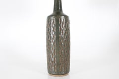 Lampada da tavolo danese alta in ceramica verde scuro Greene & Greene di Palshus con paralume nuovo 1960s