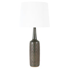 Lampada da tavolo danese alta in ceramica verde scuro Greene & Greene di Palshus con paralume nuovo 1960s