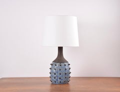 Danish Tall Sculptural Table Lamp Blue & Brown by Jette Hellerøe, Ceramic 1970s