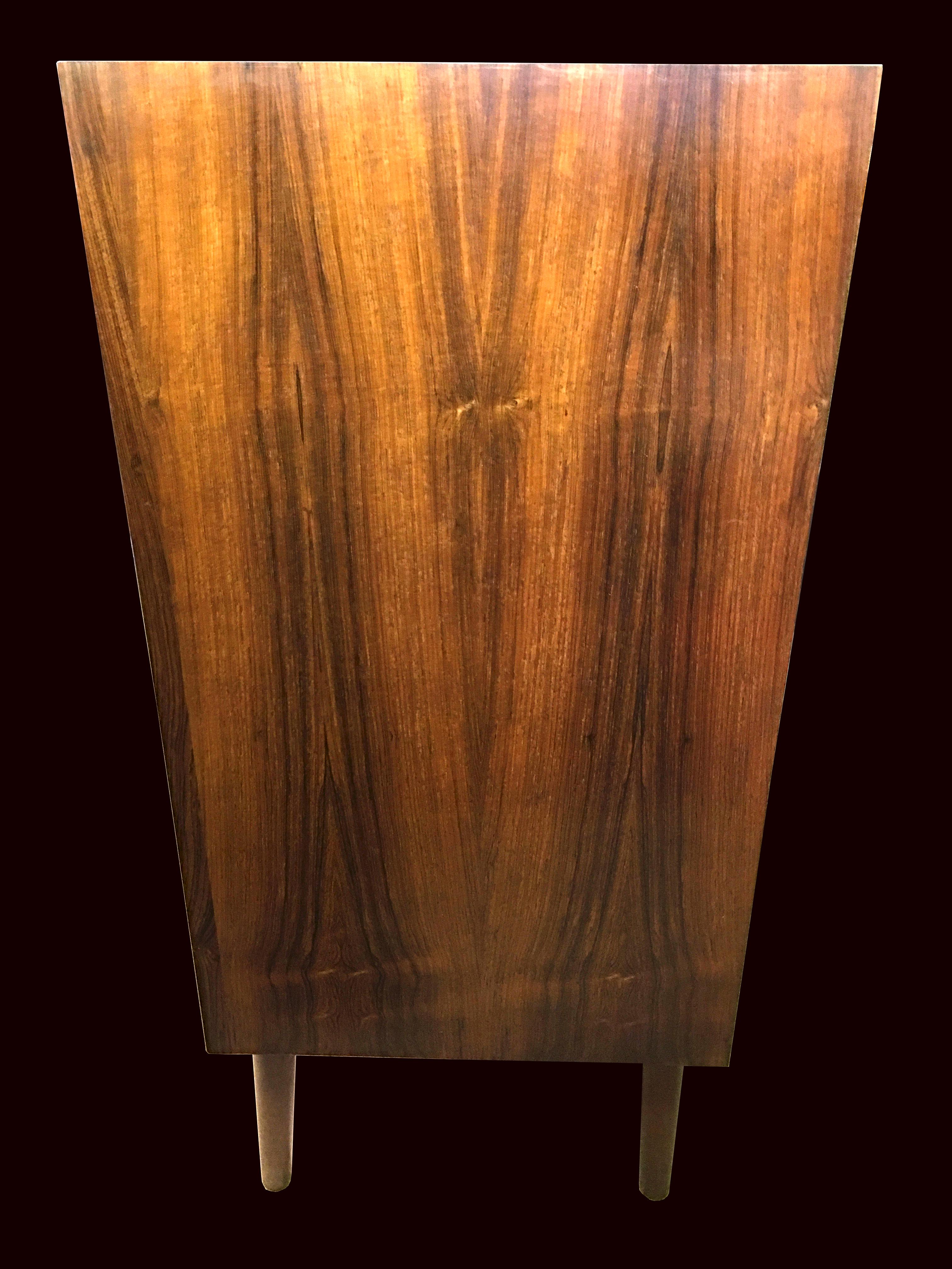 Hardwood Danish Tallboy or 6-Drawer Chest Veneered in Pau Ferro or Santos Rosewood