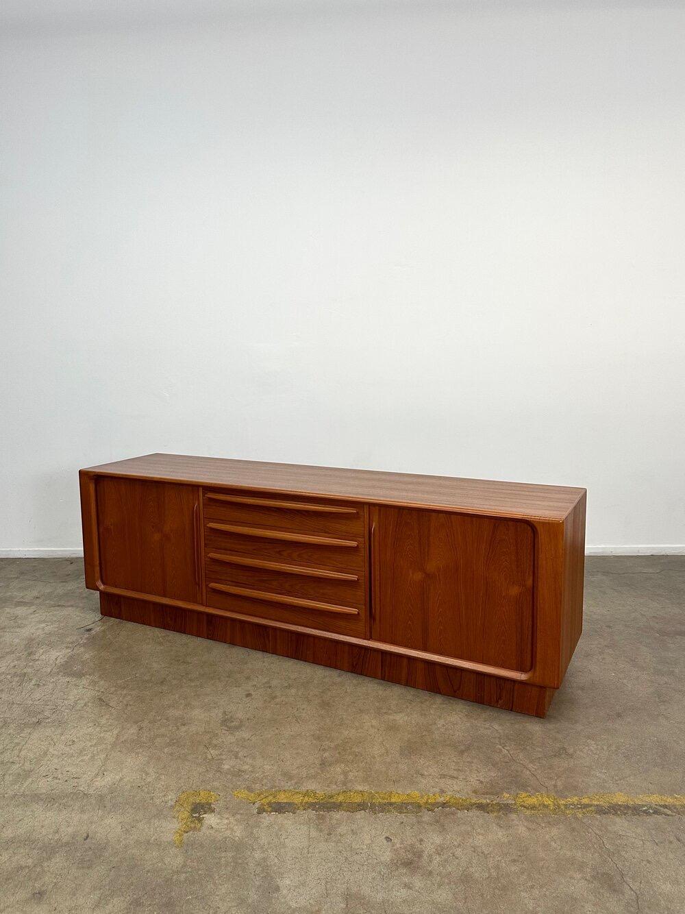 Mid-Century Modern Danish Tambour Credenza with Plinth Base