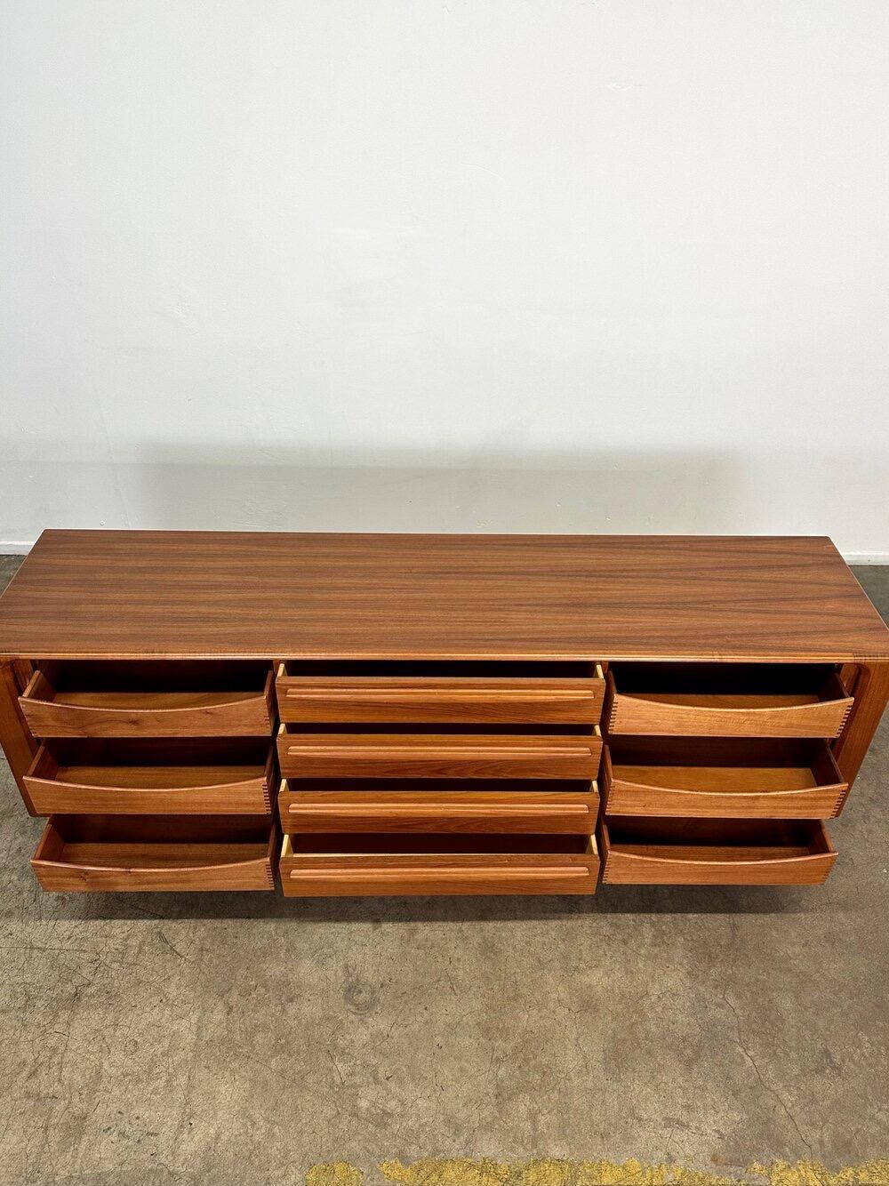 Danish Tambour Credenza with Plinth Base In Good Condition In Los Angeles, CA