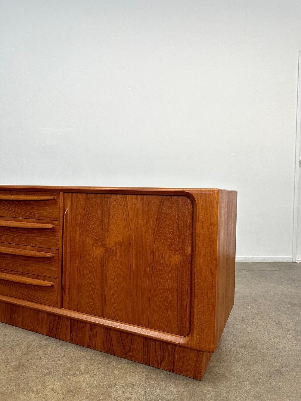Mid-20th Century Danish Tambour Credenza with Plinth Base