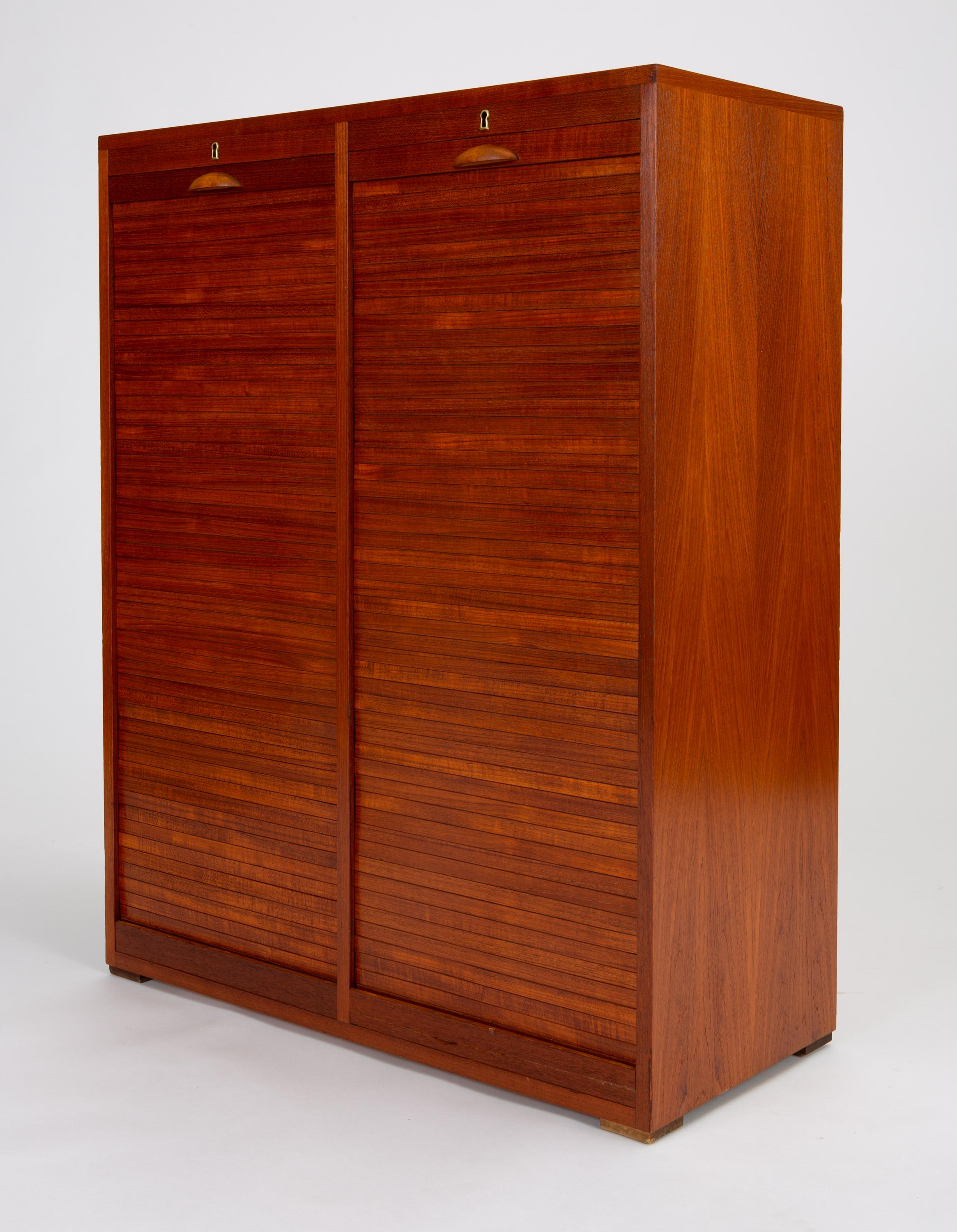 Danish Tambour Door Filing Cabinet by Frej-Odense In Good Condition In Los Angeles, CA
