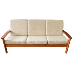 Danish Teak 3-Seat Sofa Couch for Glostrup 1970s Danish Scandinavian Modern