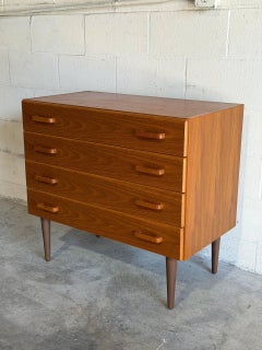 Danish Teak 4-Drawer Dresser Compact Mid-Century Modern Chest of Drawers 1960s