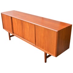 Danish Teak 4 Slider Credenza by EW Bach for Sejling Skabe, 2 Interior Drawers