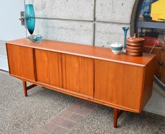 Danish Teak 4 Slider Credenza by EW Bach for Sejling Skabe, 2 Interior Drawers